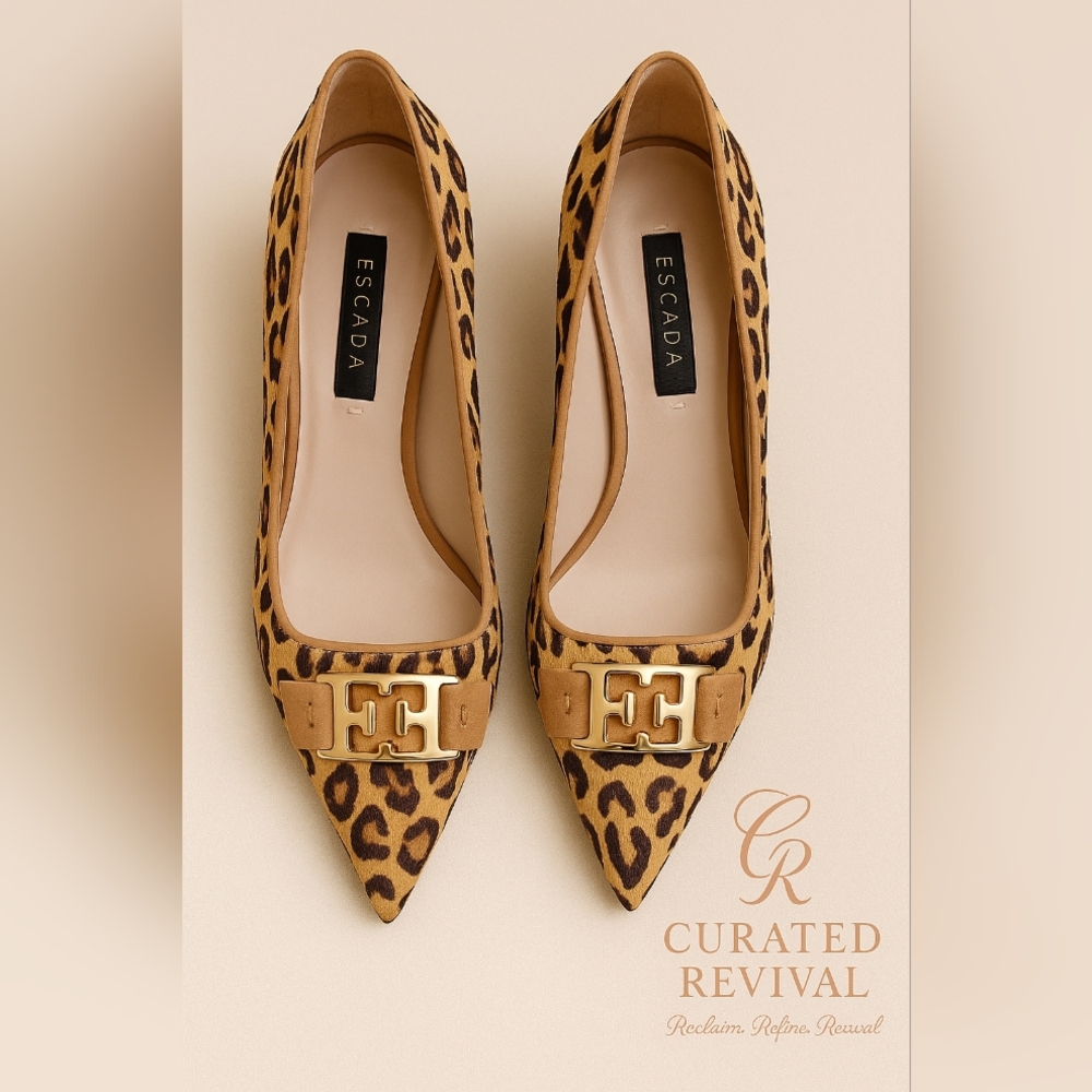 Escada Leopard Print Heels Size 37.5 - $124